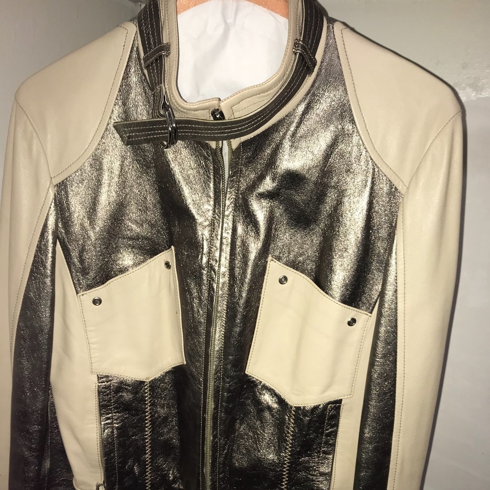 A beautiful jacket made of lamb skin very hip.